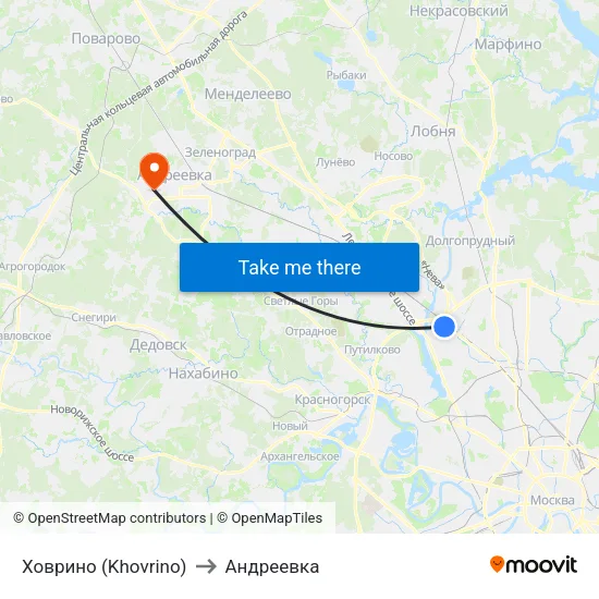 Ховрино (Khovrino) to Андреевка map
