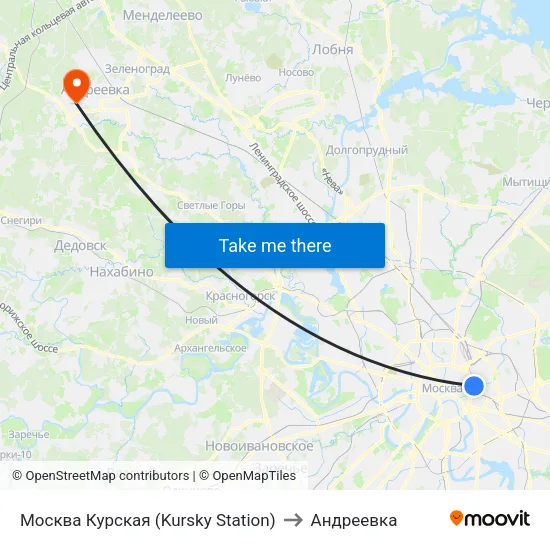 Москва Курская (Kursky Station) to Андреевка map
