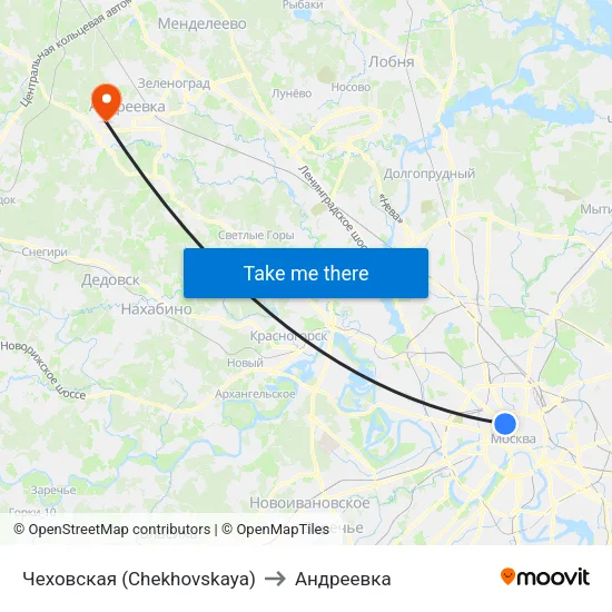 Чеховская (Chekhovskaya) to Андреевка map