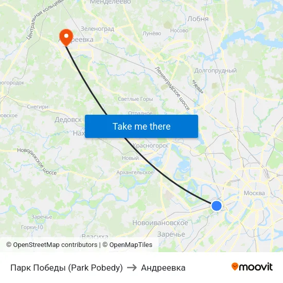 Парк Победы (Park Pobedy) to Андреевка map