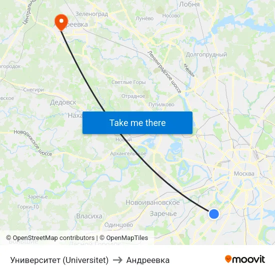 Университет (Universitet) to Андреевка map
