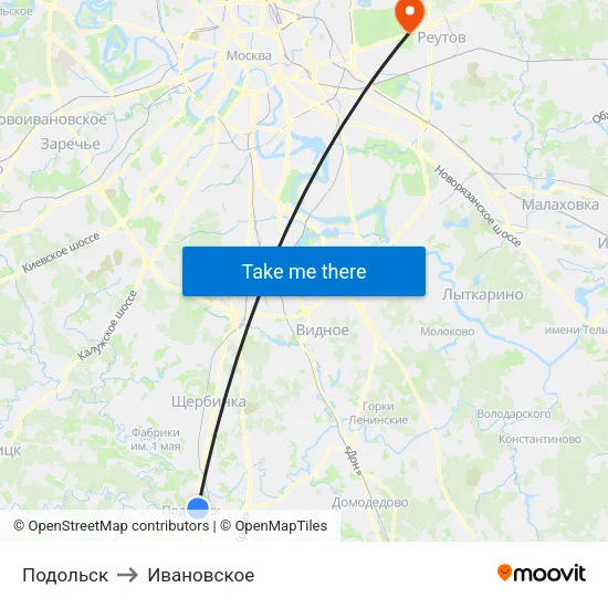 Подольск to Ивановское map