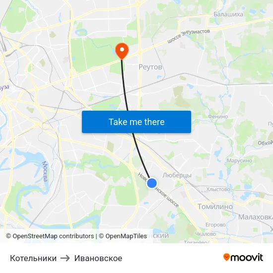 Котельники to Ивановское map