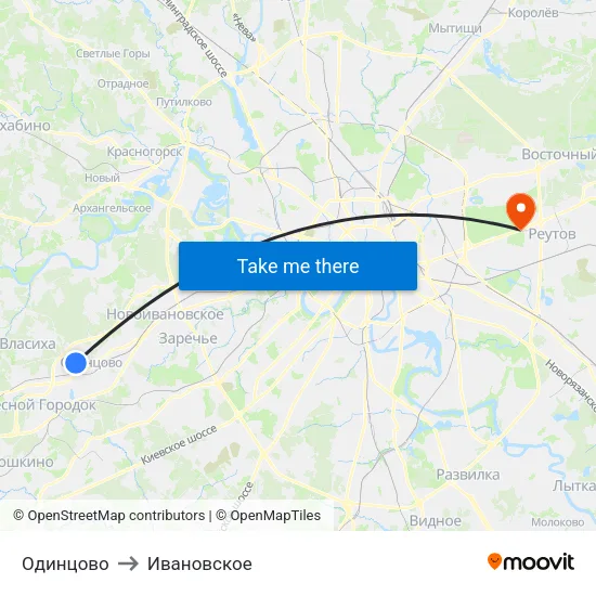 Одинцово to Ивановское map