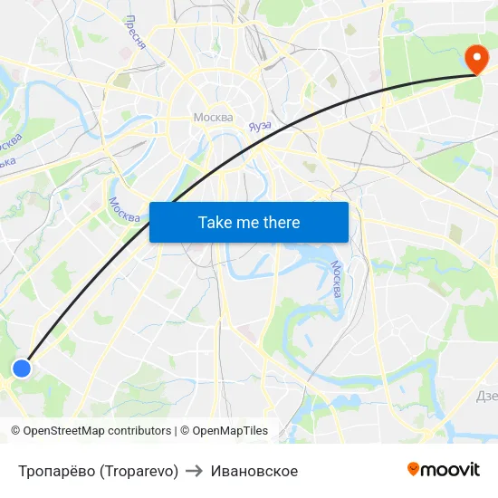 Тропарёво (Troparevo) to Ивановское map