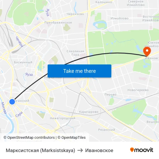 Марксистская (Marksistskaya) to Ивановское map