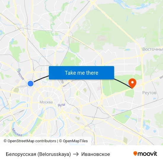Белорусская (Belorusskaya) to Ивановское map