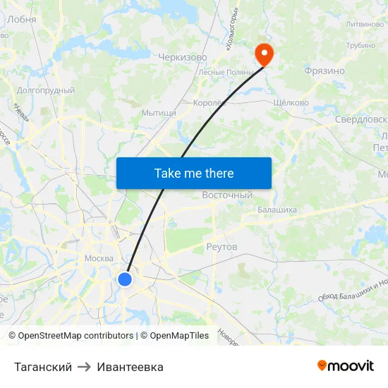 Таганский to Ивантеевка map