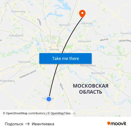 Подольск to Ивантеевка map