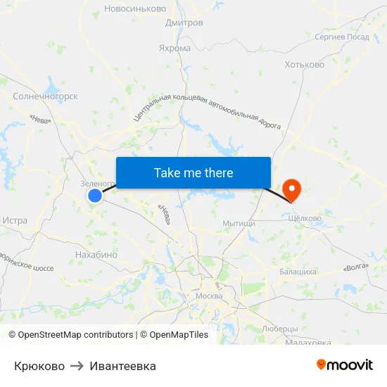 Крюково to Ивантеевка map