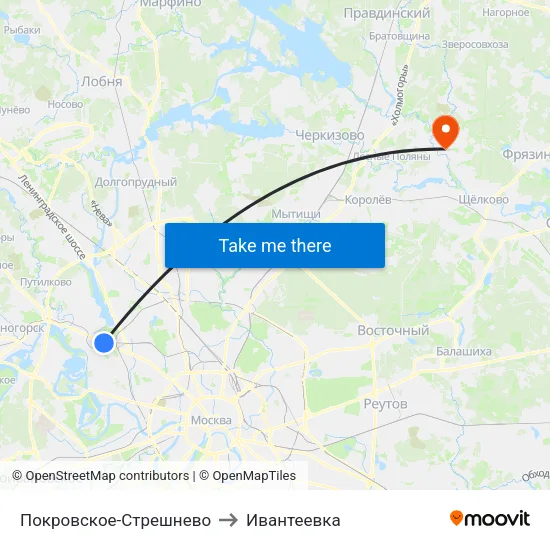 Покровское-Стрешнево to Ивантеевка map