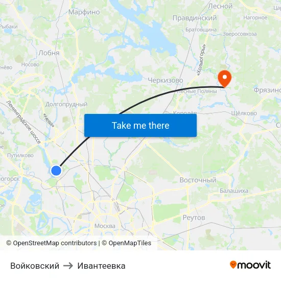 Войковский to Ивантеевка map