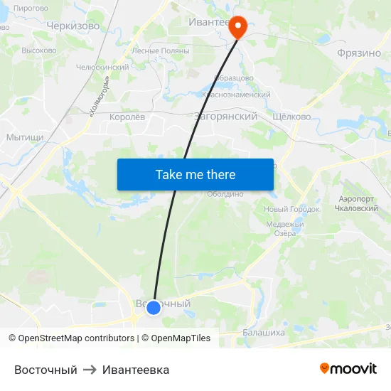 Восточный to Ивантеевка map