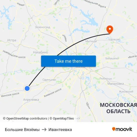 Большие Вязёмы to Ивантеевка map
