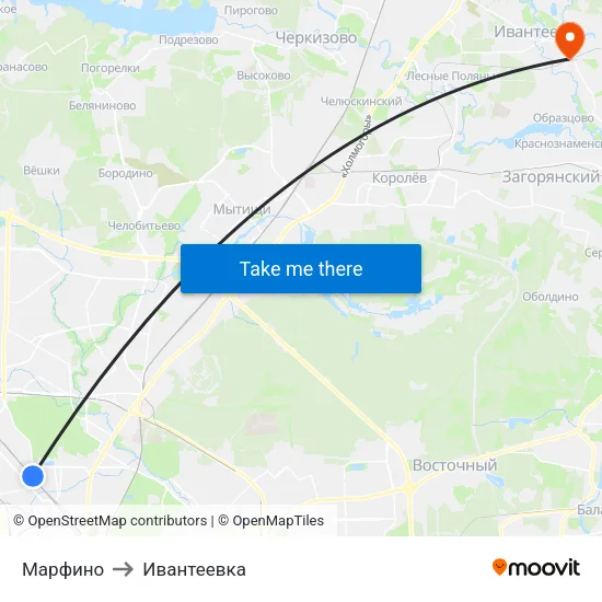 Марфино to Ивантеевка map