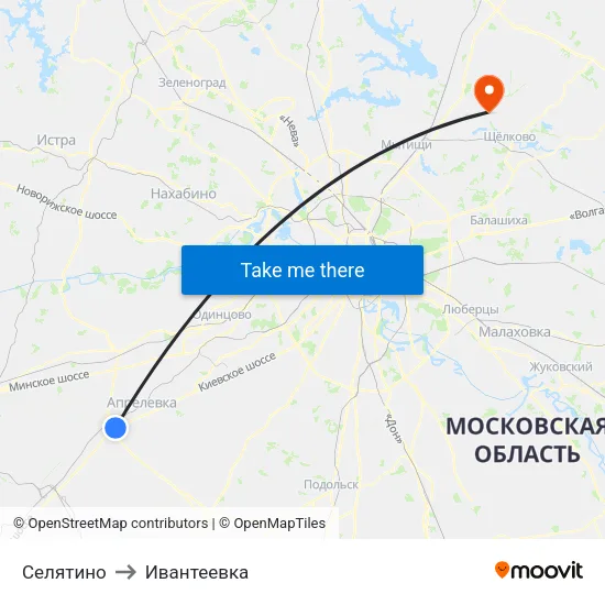 Селятино to Ивантеевка map