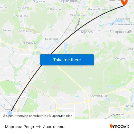 Марьина Роща to Ивантеевка map