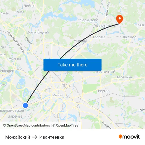 Можайский to Ивантеевка map