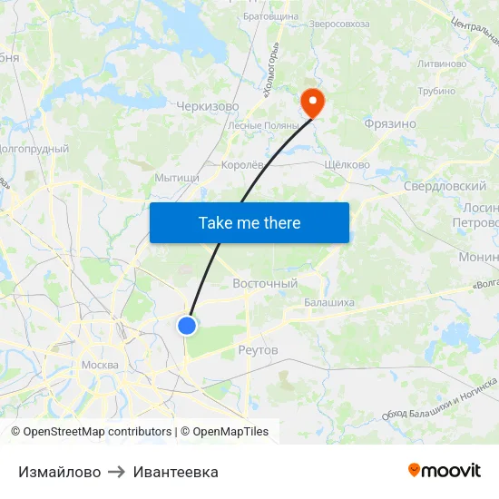 Измайлово to Ивантеевка map