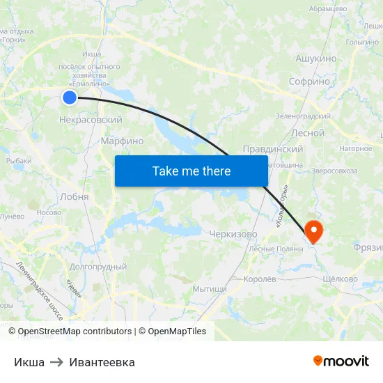 Икша to Ивантеевка map