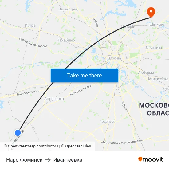 Наро-Фоминск to Ивантеевка map