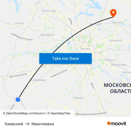 Киевский to Ивантеевка map