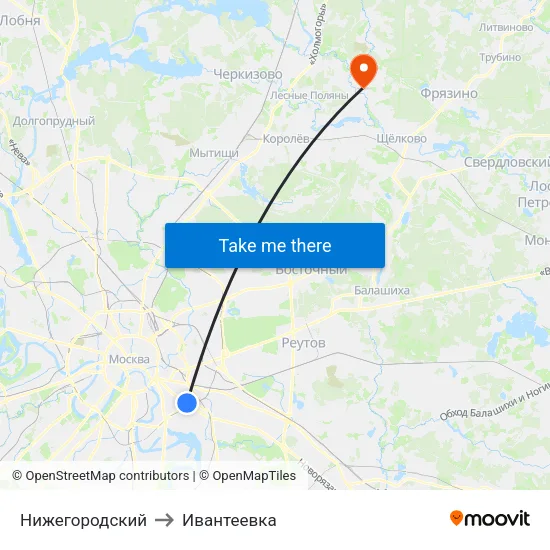 Нижегородский to Ивантеевка map