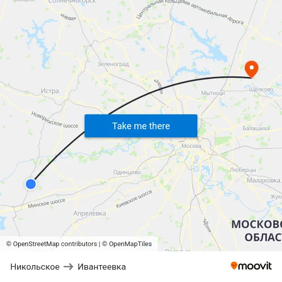 Никольское to Ивантеевка map