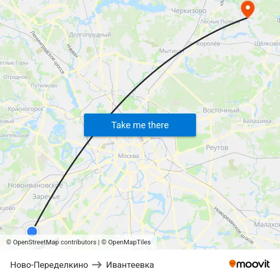 Ново-Переделкино to Ивантеевка map