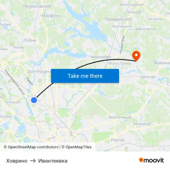 Ховрино to Ивантеевка map