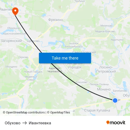 Обухово to Ивантеевка map
