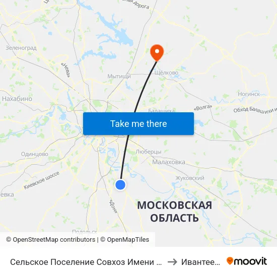 Сельское Поселение Совхоз Имени Ленина to Ивантеевка map