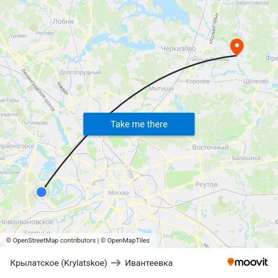 Крылатское (Krylatskoe) to Ивантеевка map