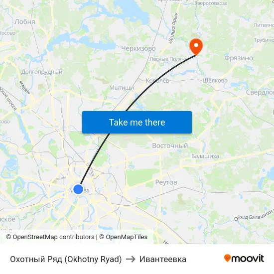 Охотный Ряд (Okhotny Ryad) to Ивантеевка map