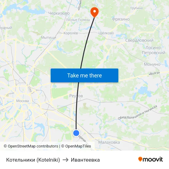 Котельники (Kotelniki) to Ивантеевка map