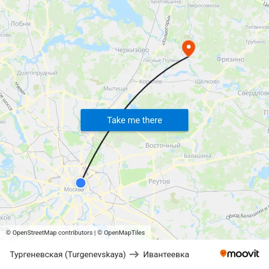 Тургеневская (Turgenevskaya) to Ивантеевка map