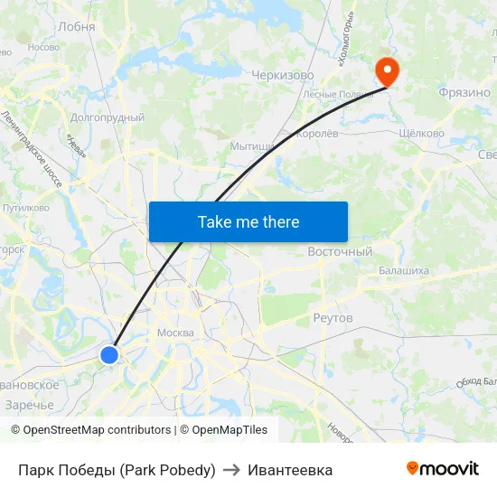 Парк Победы (Park Pobedy) to Ивантеевка map