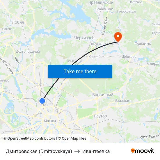 Дмитровская (Dmitrovskaya) to Ивантеевка map