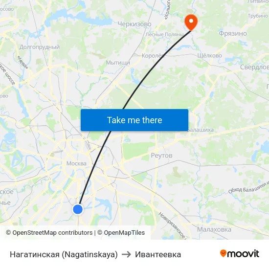 Нагатинская (Nagatinskaya) to Ивантеевка map