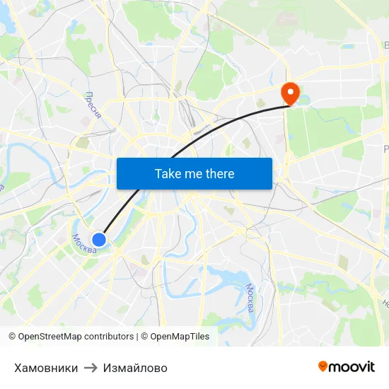 Хамовники to Измайлово map
