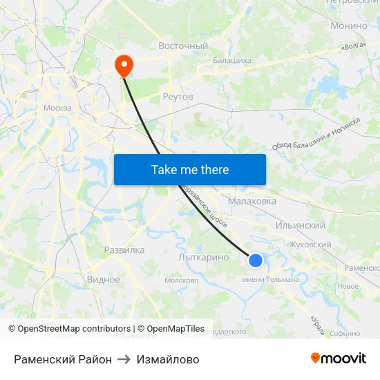 Раменский Район to Измайлово map