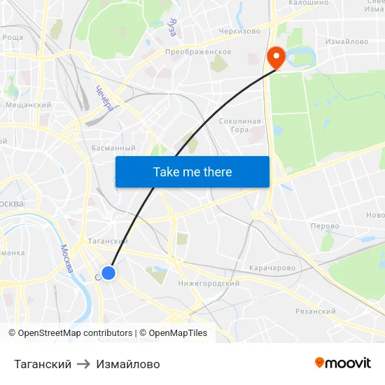 Таганский to Измайлово map