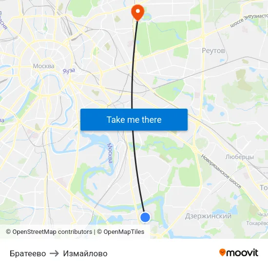 Братеево to Измайлово map