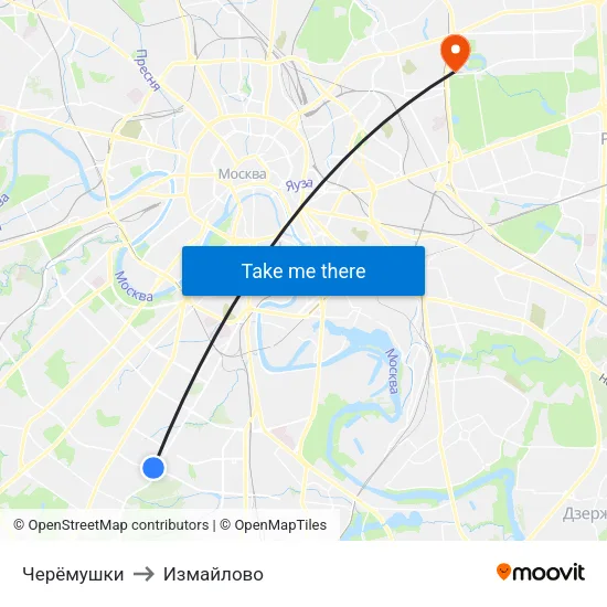 Черёмушки to Измайлово map