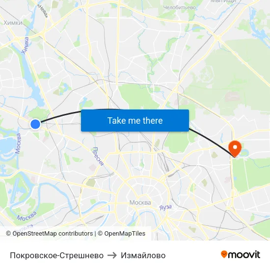 Покровское-Стрешнево to Измайлово map