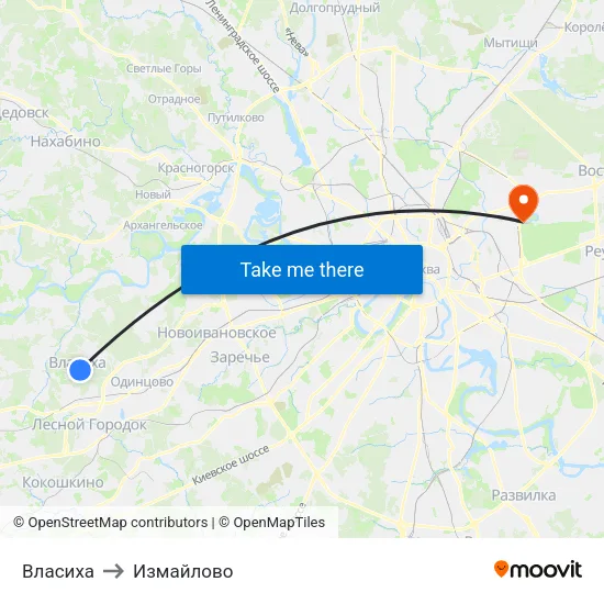 Власиха to Измайлово map