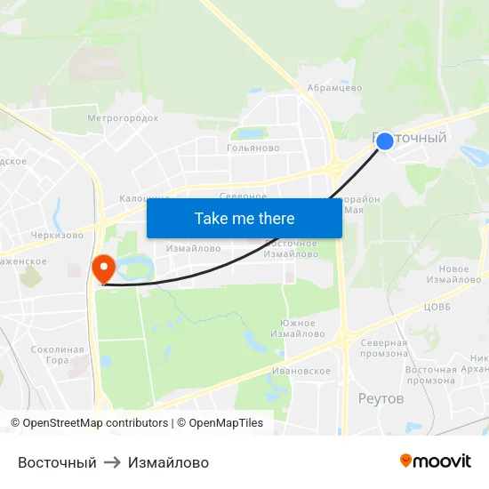 Восточный to Измайлово map