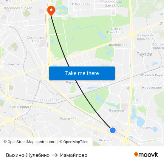 Выхино-Жулебино to Измайлово map