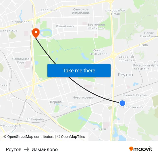 Реутов to Измайлово map