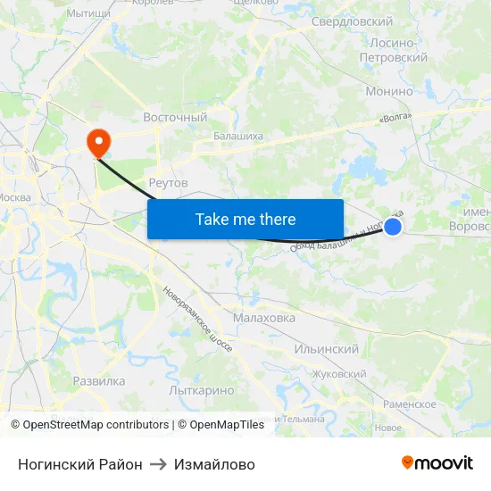 Ногинский Район to Измайлово map